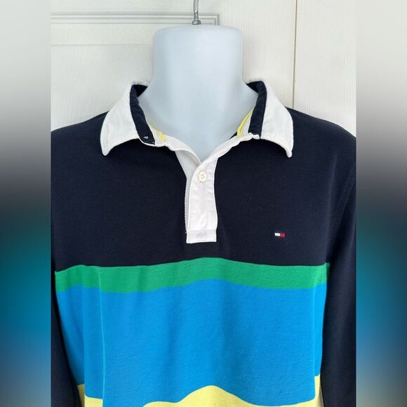 Tommy Hilfiger Rugby Polo Colorblock Shirt Top Size Large - Picture 2 of 10